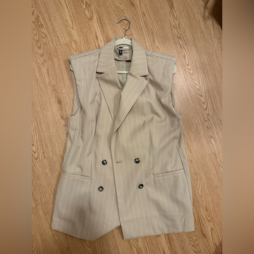H&M Beige Pinstripe Vest